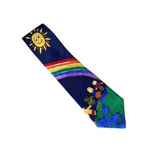 Save the Children Mens Silk Tie Peace on Earth Rainbow Children's Art Sun 56x4